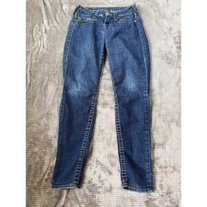 True Religion Womens Mid Rise Legging Skinny Jeans Dark Wash Blue Size 26x29 USA